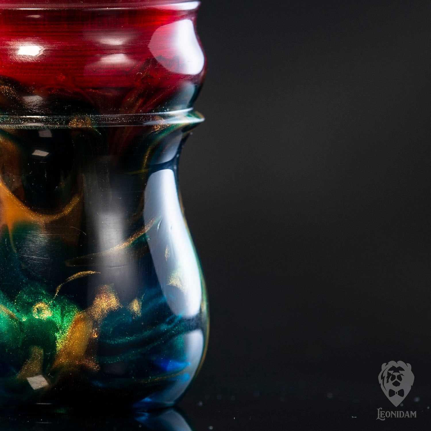 Handmade shaving brush "Vivaldi", with blue, red and gold hand poured resin handle .