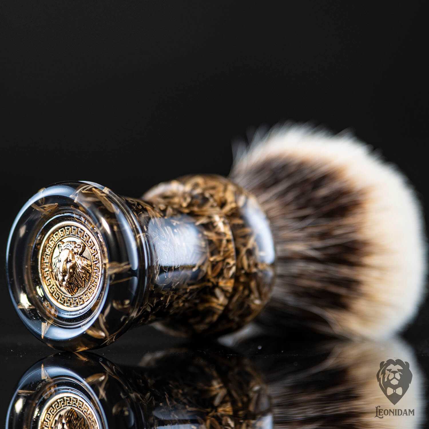 Handmade Shaving Brush "Gladio" in polished mixed black resin