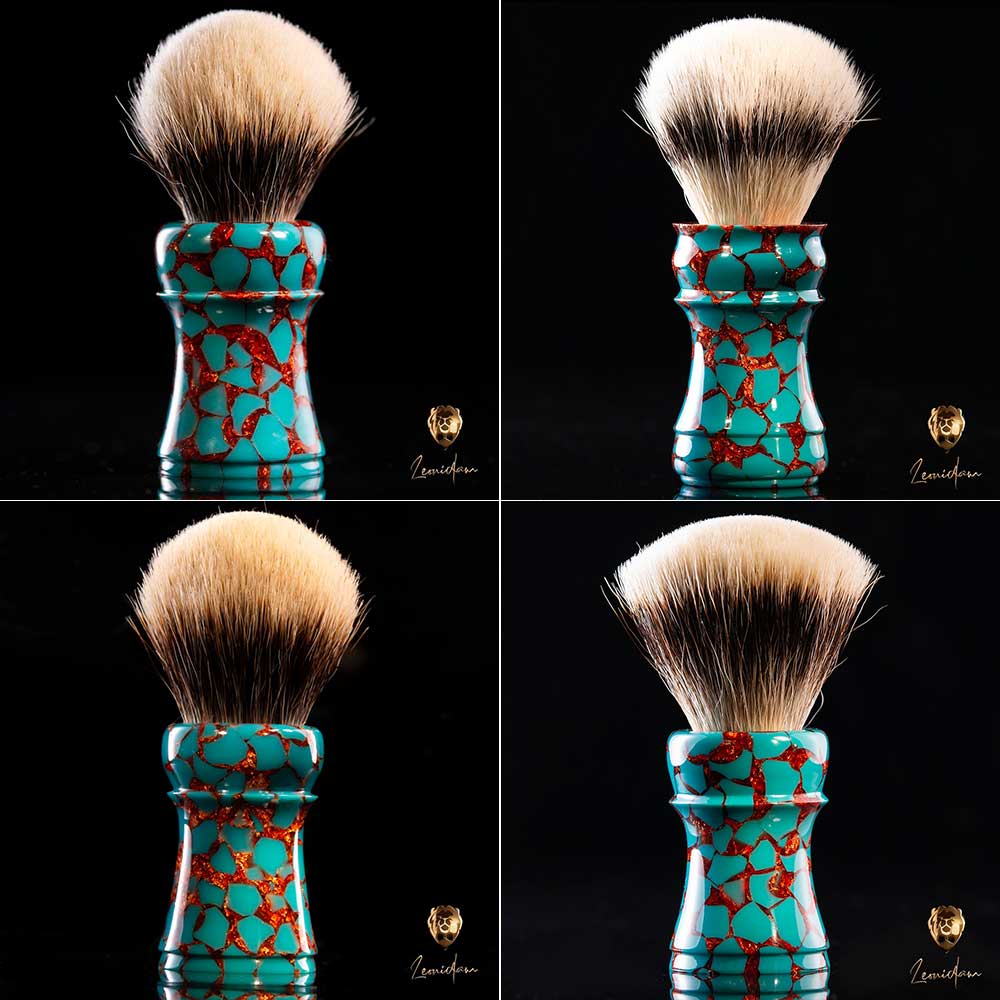 Handgemachter Rasierpinsel "Molten Turquoise" 26/28mm