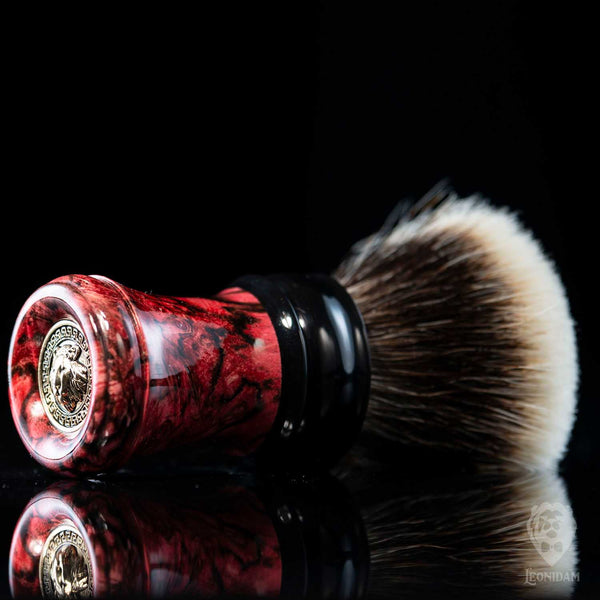 Wooden Shaving Brush "Vanitis" in reddish stabilized briar and dark resin