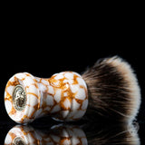 Handmade Shaving Brush "Roma" in polished white and gold resin