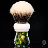 Handmade Shaving Brush "Elatha" in polished green and white resin