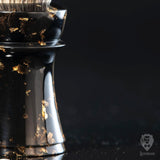 Handmade shaving brush "Aurelio", with black, hand poured resin handle and gold flakes.
