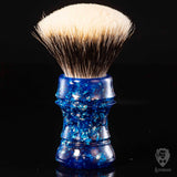Handmade Shaving Brush "Blizzard" in polished blue resin with silver flakes
