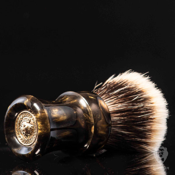 Handmade Shaving Brush "Oblivion" in polished black and gold resin