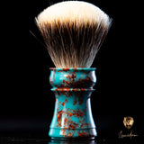 Handmade Shaving Brush "Tumultus" in polished blue and copper resin